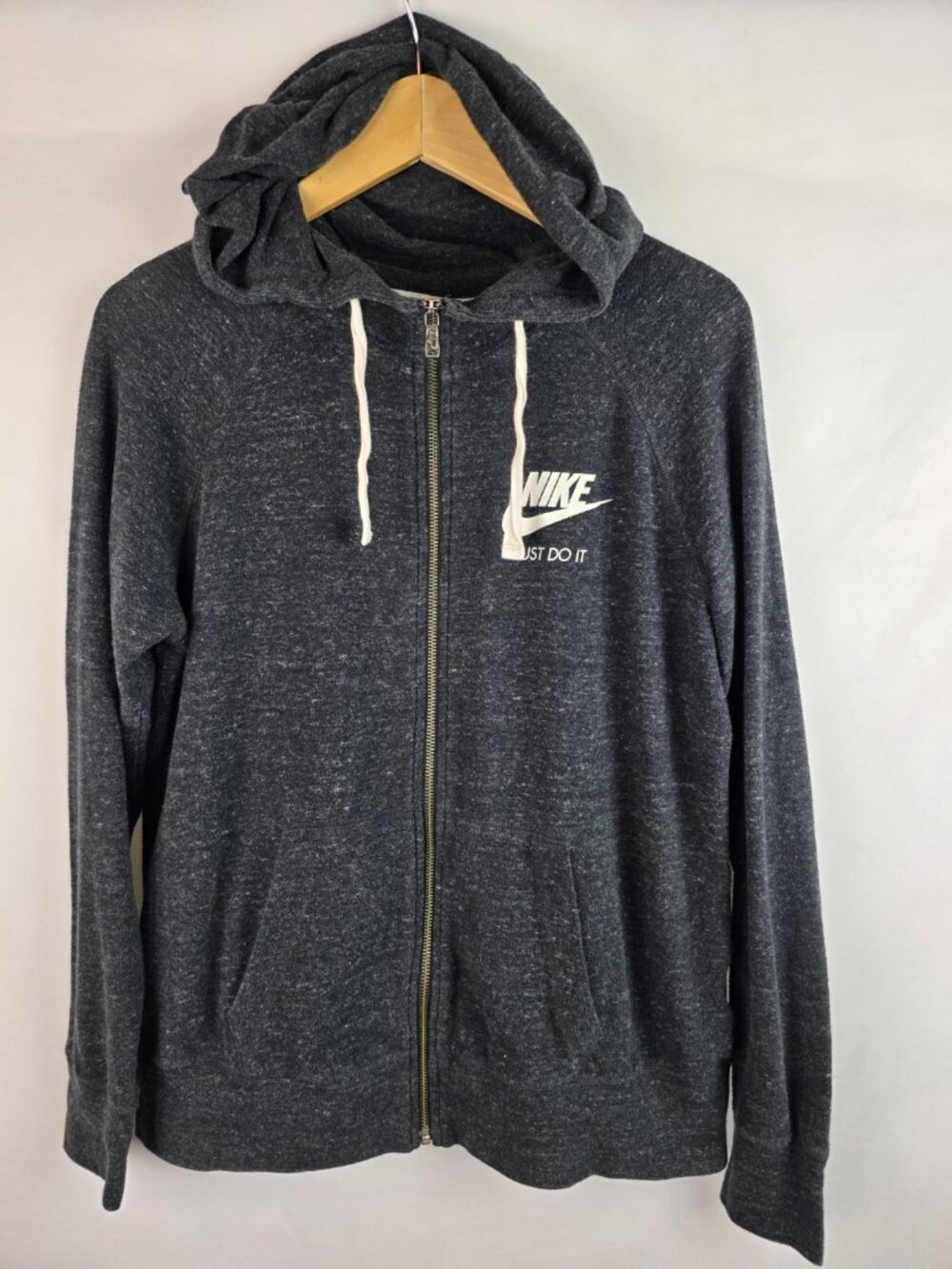 Nike Just Do It Women's Hoodie Jacket Size Large Gray Long Sleeve Shirt Jacket